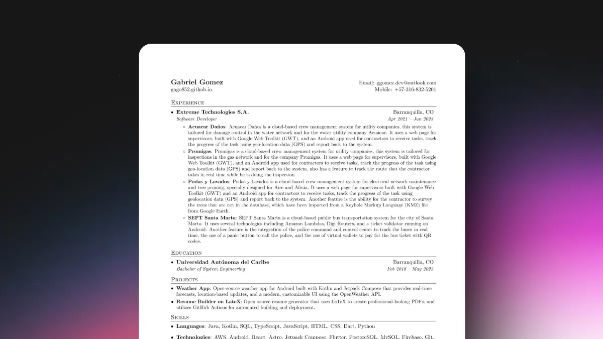 Resume Builder on LateX